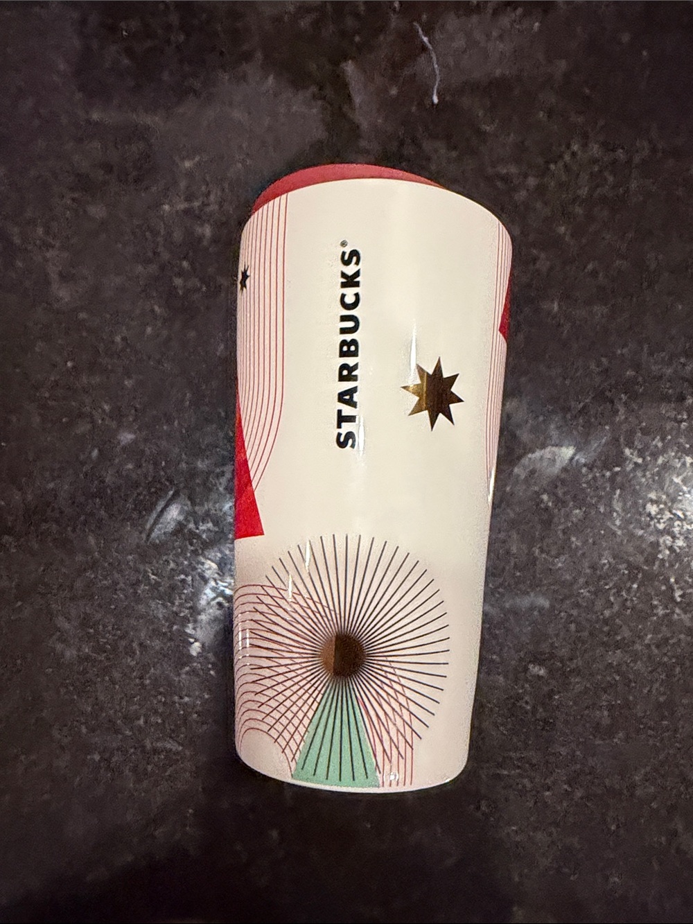 Starbucks Cream, Red, Green and Gold Holiday Tumbler